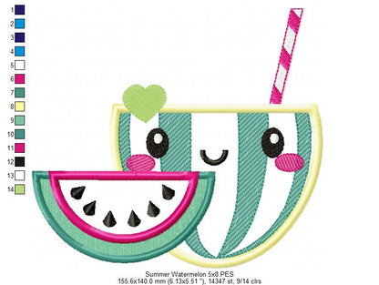 Summer Tropical Happy Watermelon - Applique