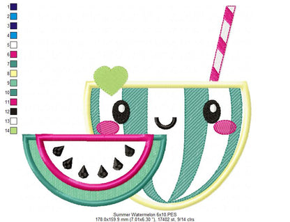 Summer Tropical Happy Watermelon - Applique