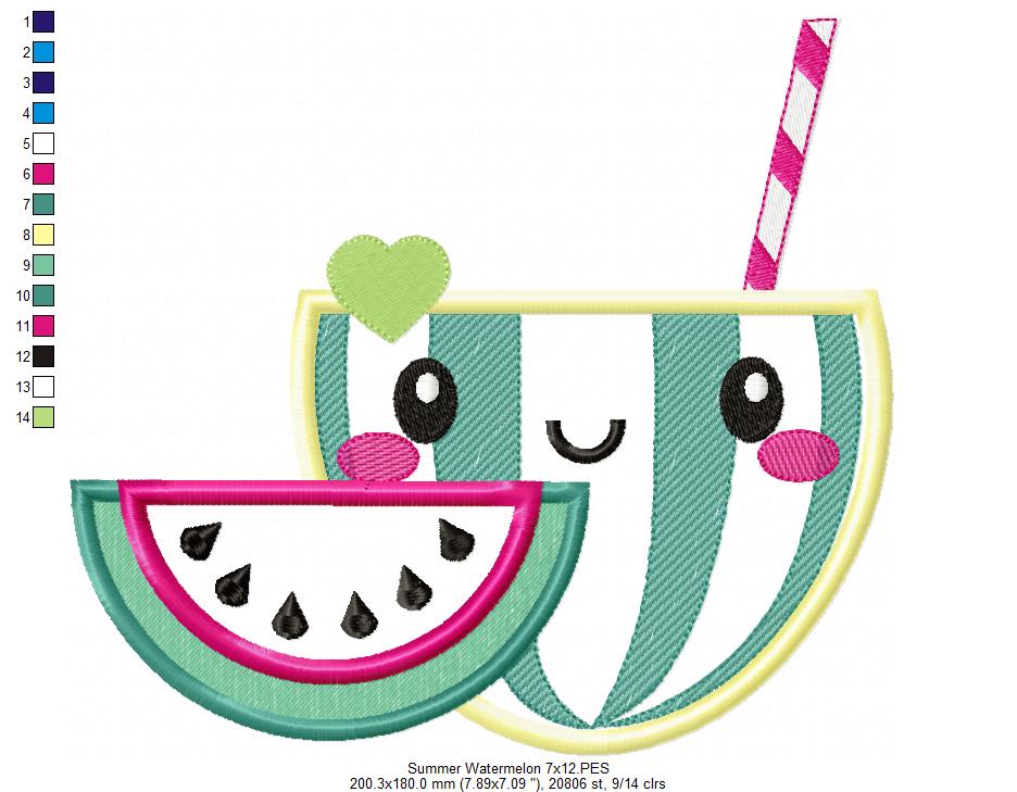 Summer Tropical Happy Watermelon - Applique