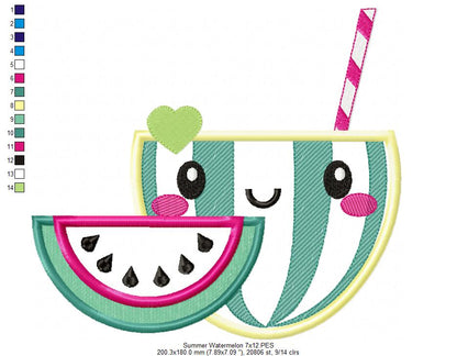 Summer Tropical Happy Watermelon - Applique