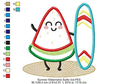Summer Watermelon Surfer - Applique