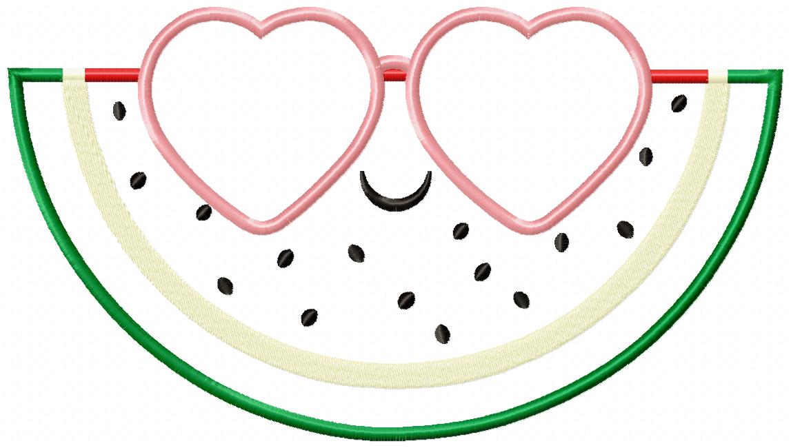 Summer Watermelon with Sunglasses - Applique - 4x4 5x4 5x7 5x8 6x10 7x12