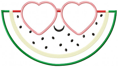 Summer Watermelon with Sunglasses - Applique - 4x4 5x4 5x7 5x8 6x10 7x12