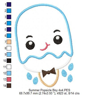 🍦 Kawaii Popsicle Set – Appliqué – Machine Embroidery Design