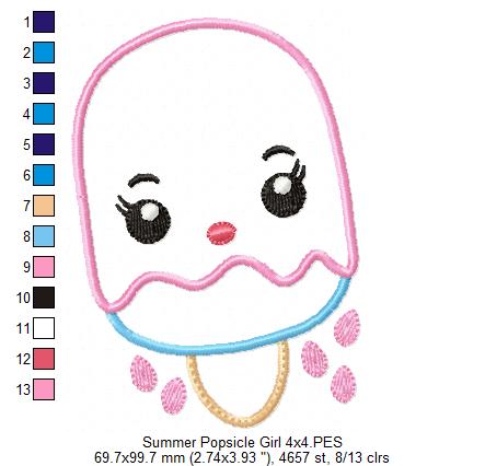 Sweet Popsicle Girl - Appliqué - Machine Embroidery Design