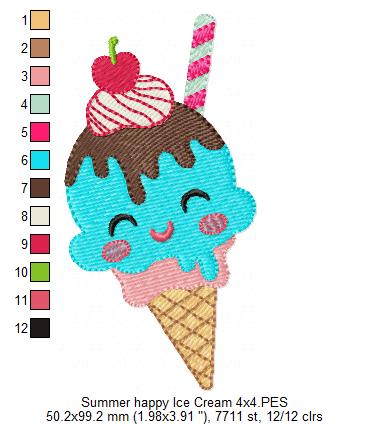 Summer Happy Ice Cream - Fill Stitch