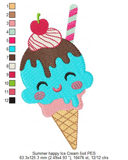 Summer Happy Ice Cream - Fill Stitch