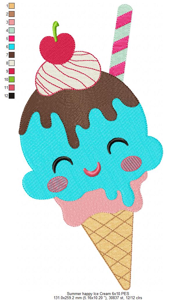 Summer Happy Ice Cream - Fill Stitch