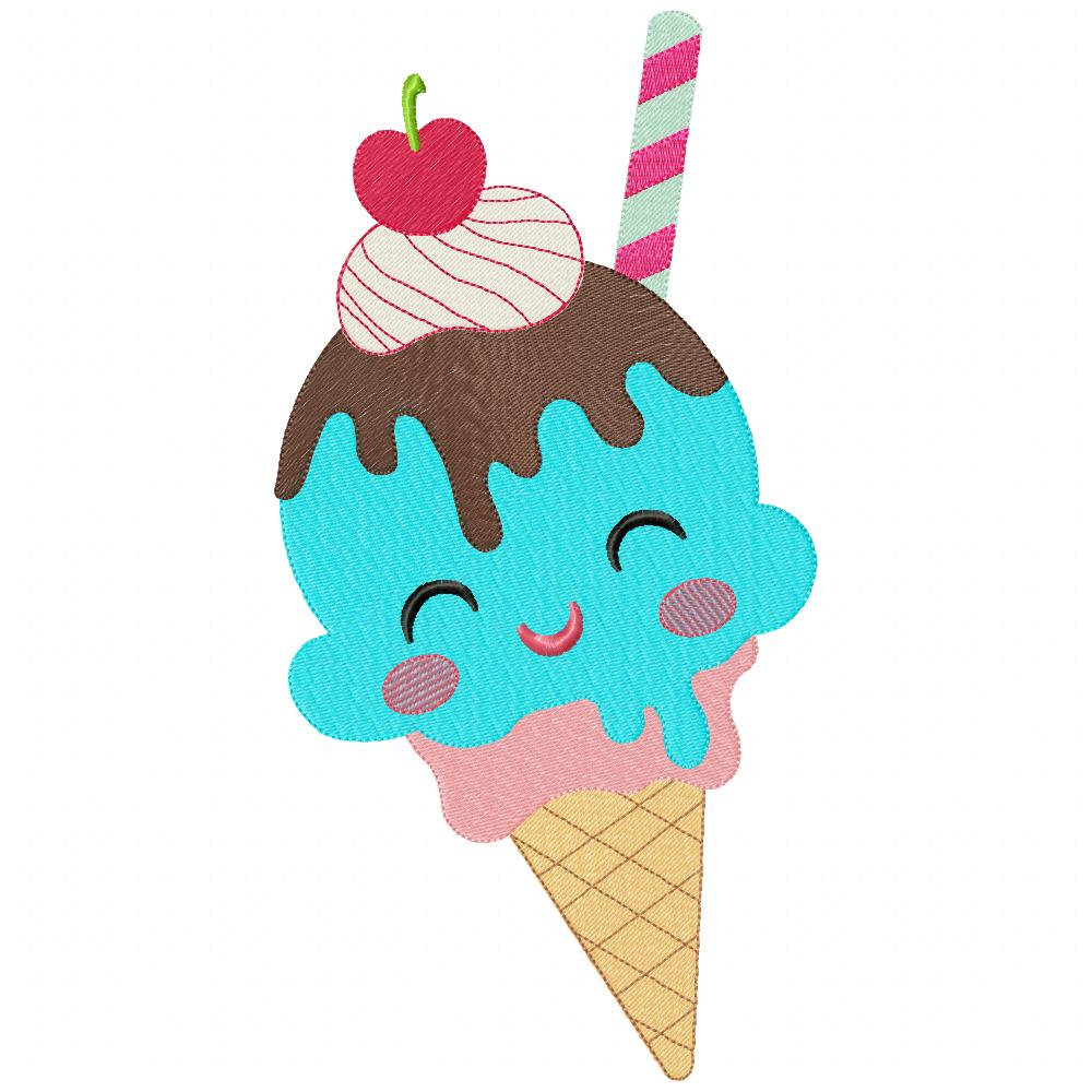 Summer Happy Ice Cream - Fill Stitch