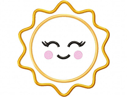 Happy Sun Smiling, Sunshine, Summer - Applique - Machine Embroidery Design