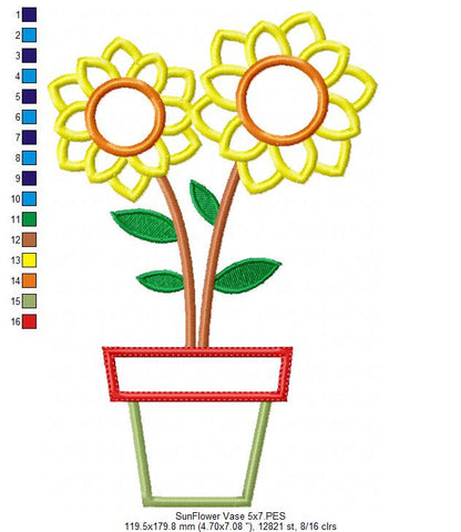 Sunflower Vase - Applique