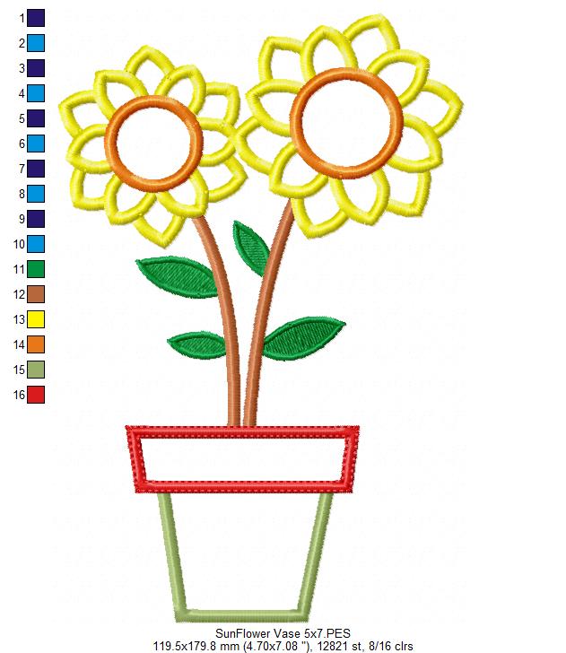 Sunflower Vase - Applique