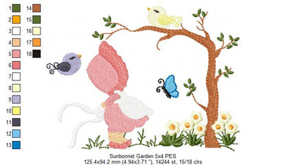 Sunbonnet in the Garden - Fill Stitch