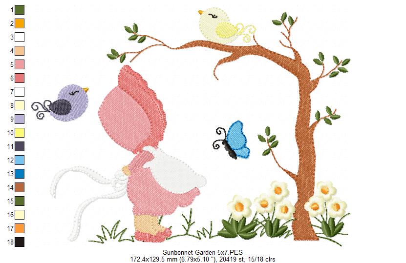 Sunbonnet in the Garden - Fill Stitch