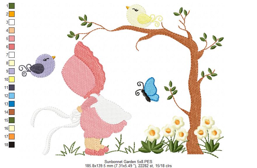 Sunbonnet in the Garden - Fill Stitch