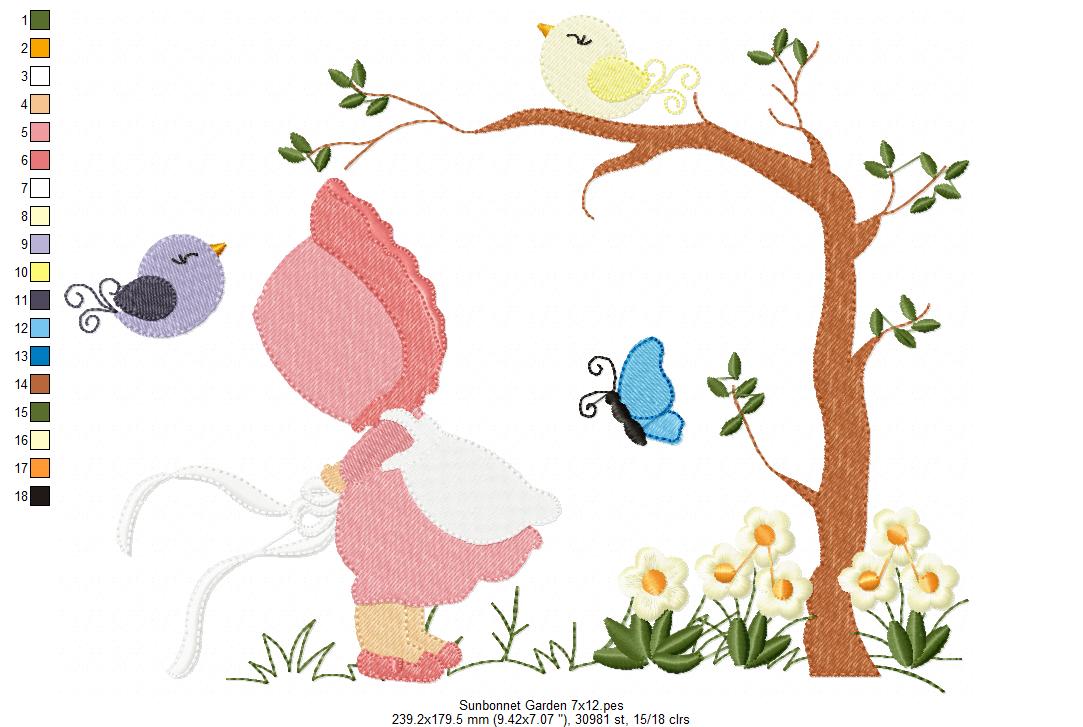 Sunbonnet in the Garden - Fill Stitch