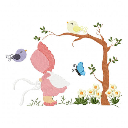 Sunbonnet in the Garden - Fill Stitch