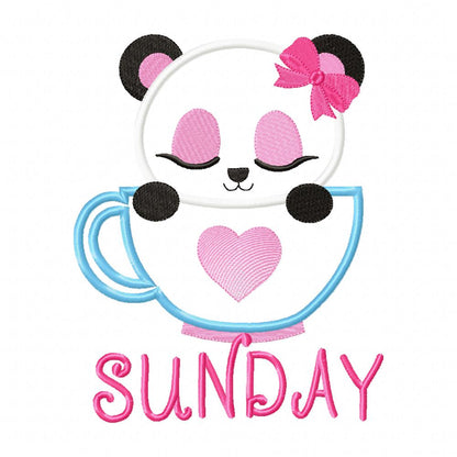 Days of the Week Animals in the Cup - Applique - Set of 7 designs