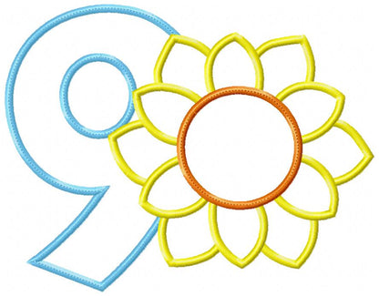 Sunflower Birthday Set Numbers 1-11 - Applique