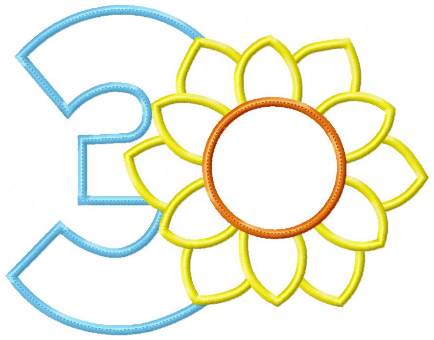 Sunflower Birthday Set Numbers 1-11 - Applique