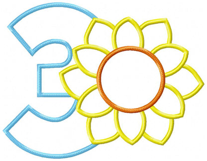 Sunflower Birthday Set Numbers 1-11 - Applique