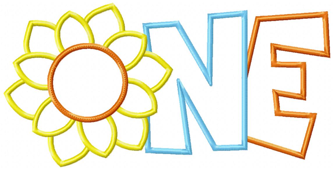 Sunflower Number 1 One 1st Birthday - Applique