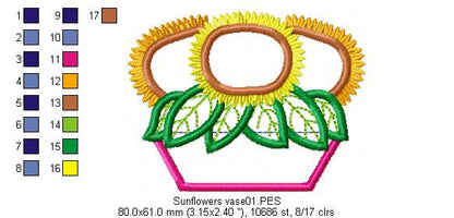 Sunflowers Vase  - Applique