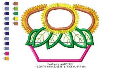 Sunflowers Vase  - Applique