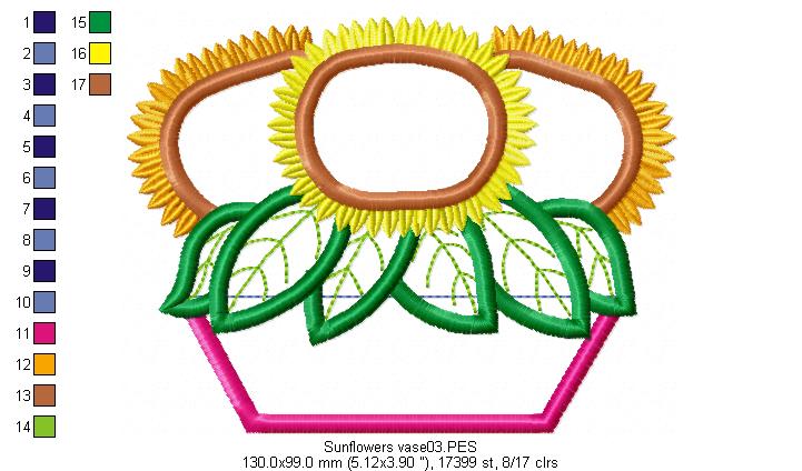 Sunflowers Vase  - Applique