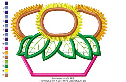 Sunflowers Vase  - Applique