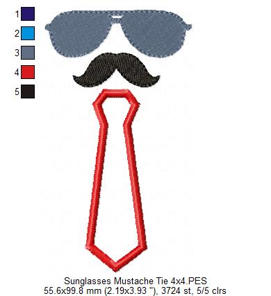 Sunglasses, Mustache and Tie - Applique