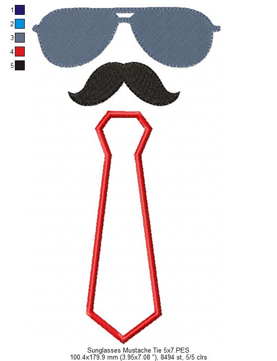 Sunglasses, Mustache and Tie - Applique