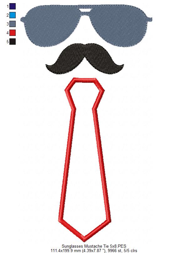 Sunglasses, Mustache and Tie - Applique