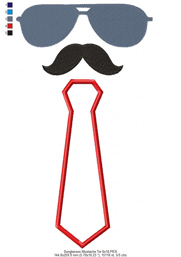 Sunglasses, Mustache and Tie - Applique