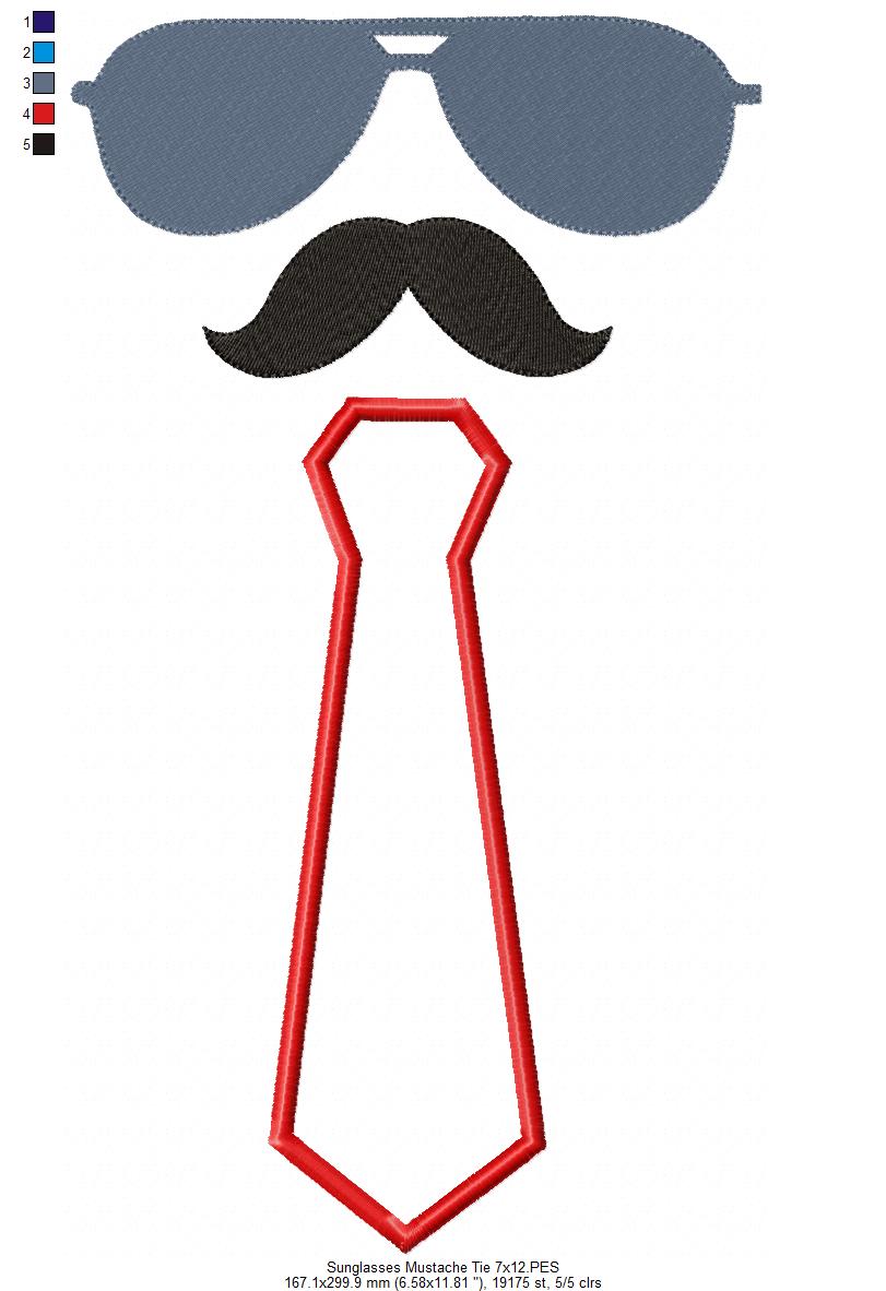 Sunglasses, Mustache and Tie - Applique