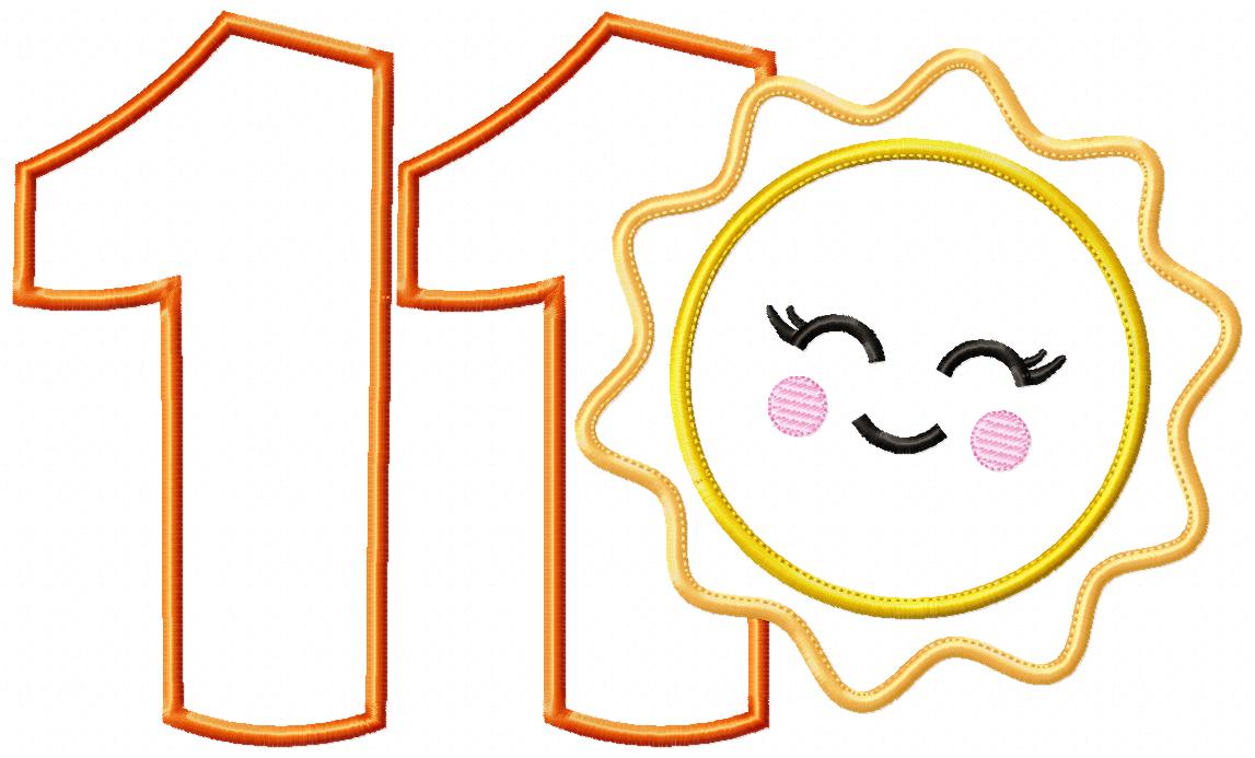 Sunshine Number Eleven 11 Elenth Birthday - Applique