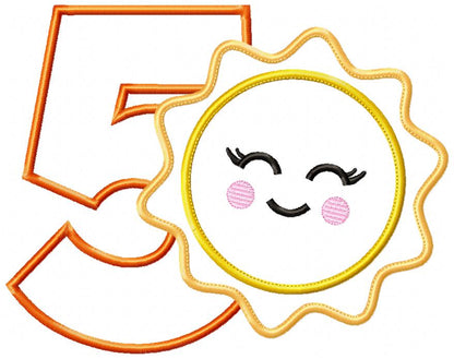 Happy Sunshine Numbers Collection - Applique - Machine Embroidery Design