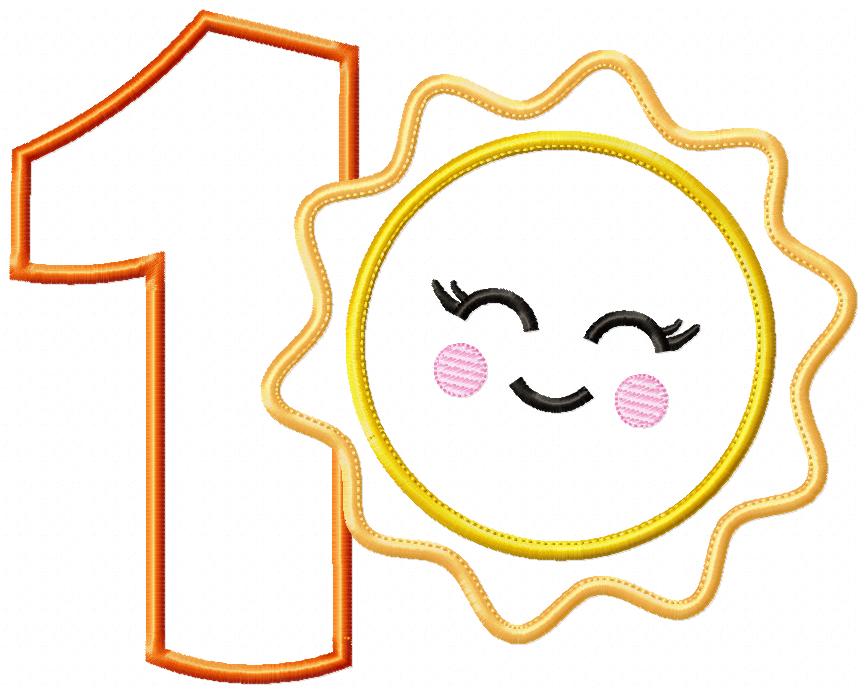 Happy Sunshine Numbers Collection - Applique - Machine Embroidery Design