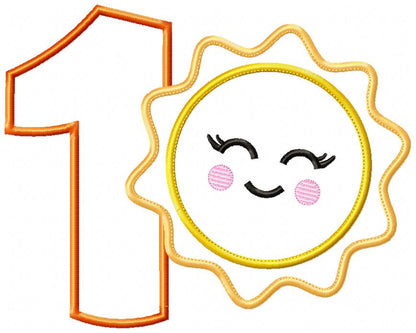 Happy Sunshine Numbers Collection - Applique - Machine Embroidery Design