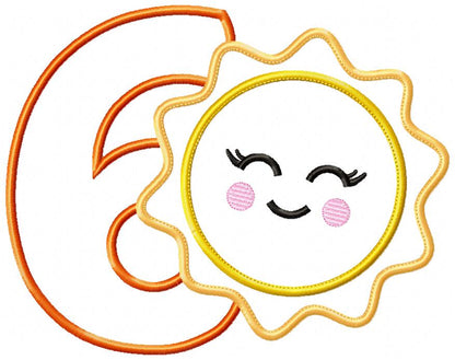 Happy Sunshine Numbers Collection - Applique - Machine Embroidery Design