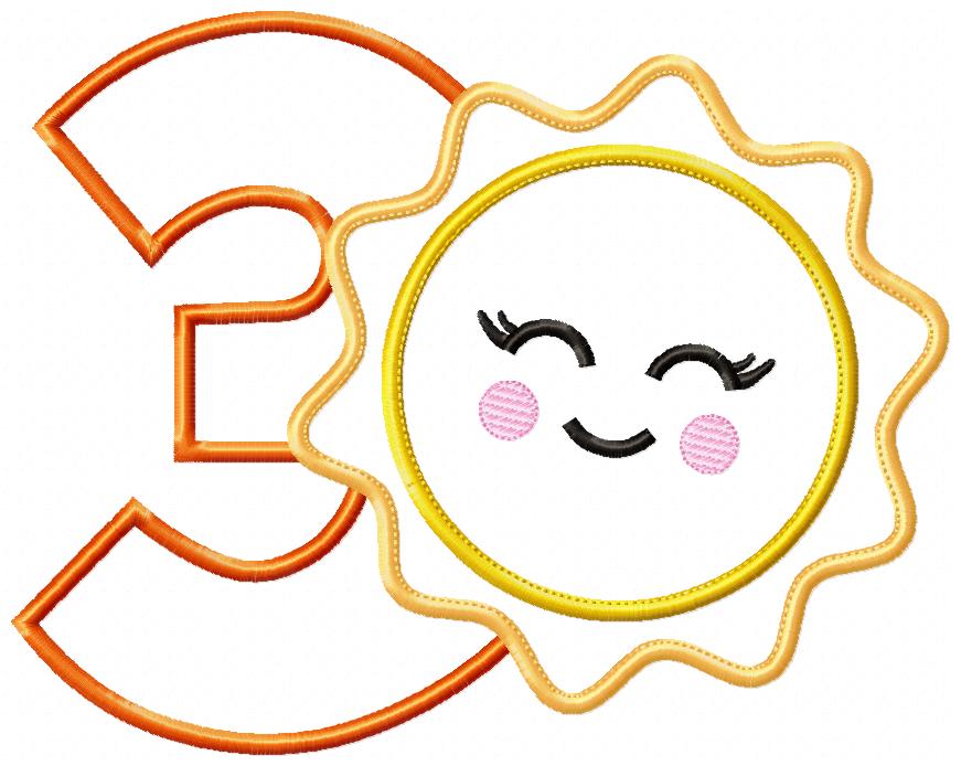 Happy Sunshine Numbers Collection - Applique - Machine Embroidery Design
