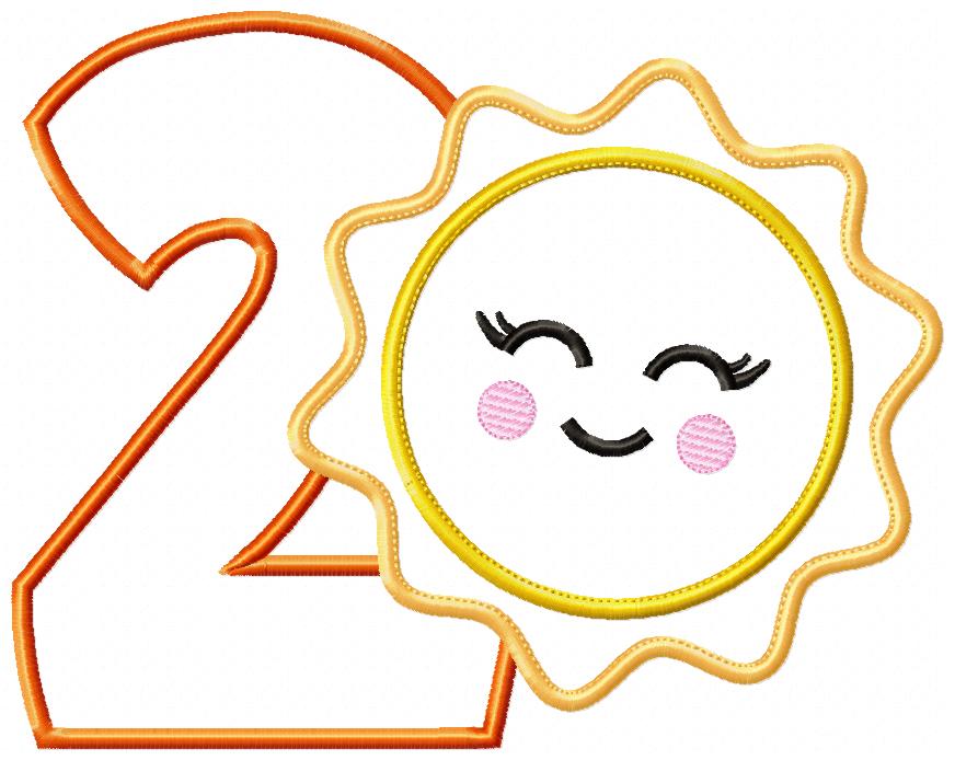 Sunshine Number 2 Two 2nd Birthday - Applique