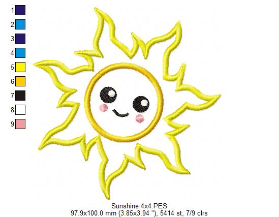 Happy Sun, Sunshine, Summer - Applique