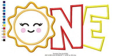 Sunshine ONE Birthday - Appliqué – Machine Embroidery Design