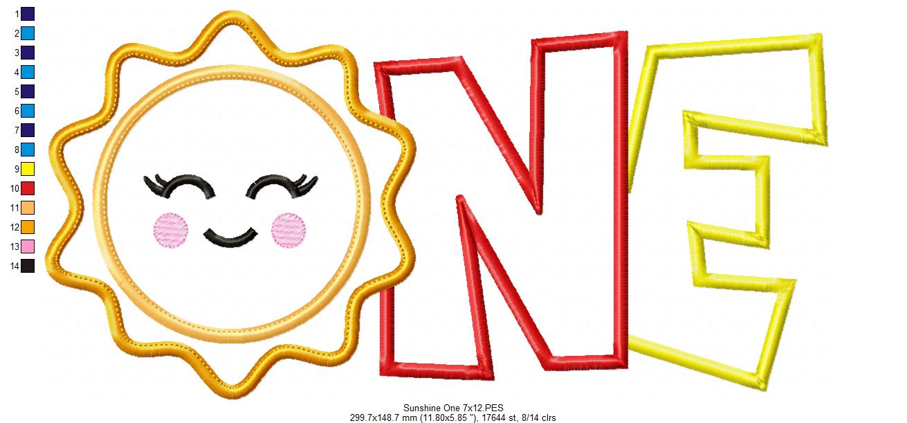 Sunshine ONE Birthday - Appliqué – Machine Embroidery Design