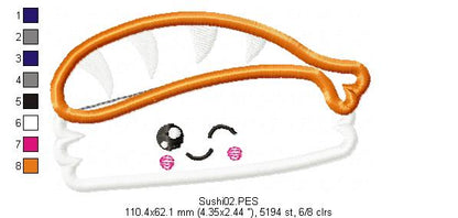 Cute Sushi - Applique - Machine Embroidery Design