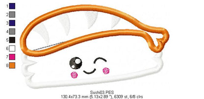 Cute Sushi - Applique - Machine Embroidery Design