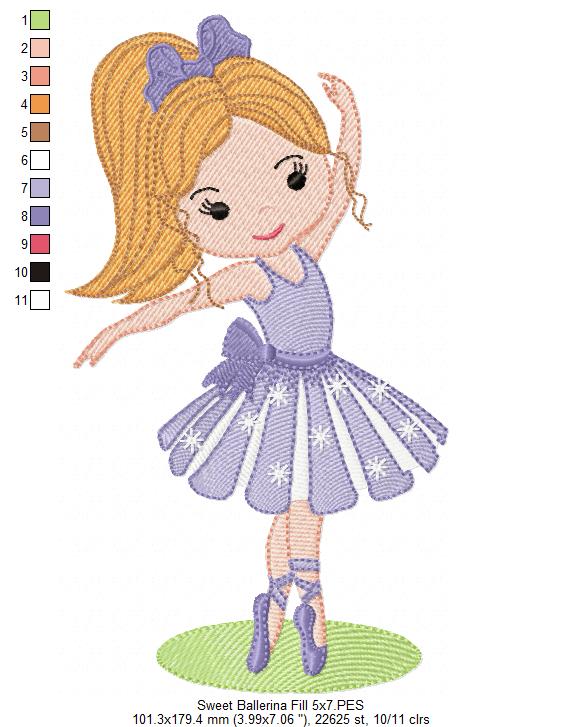 Sweet Ballerina - Fill & Rippled Stitch - Set of 2 designs