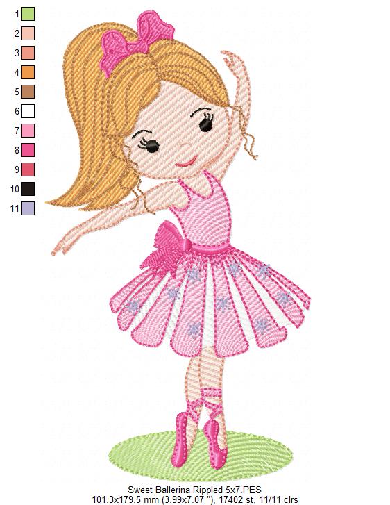 Sweet Ballerinas - Rippled Stitch - Set of 2 designs