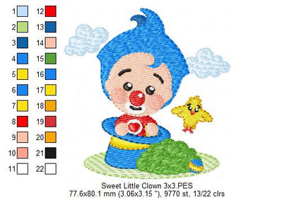 Cute Little Clown - Fill Stitch
